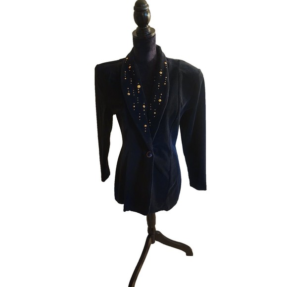 Vintage Cache Studded 2 Piece Jacket Jumpsuit Belted M - Picture 3 of 13